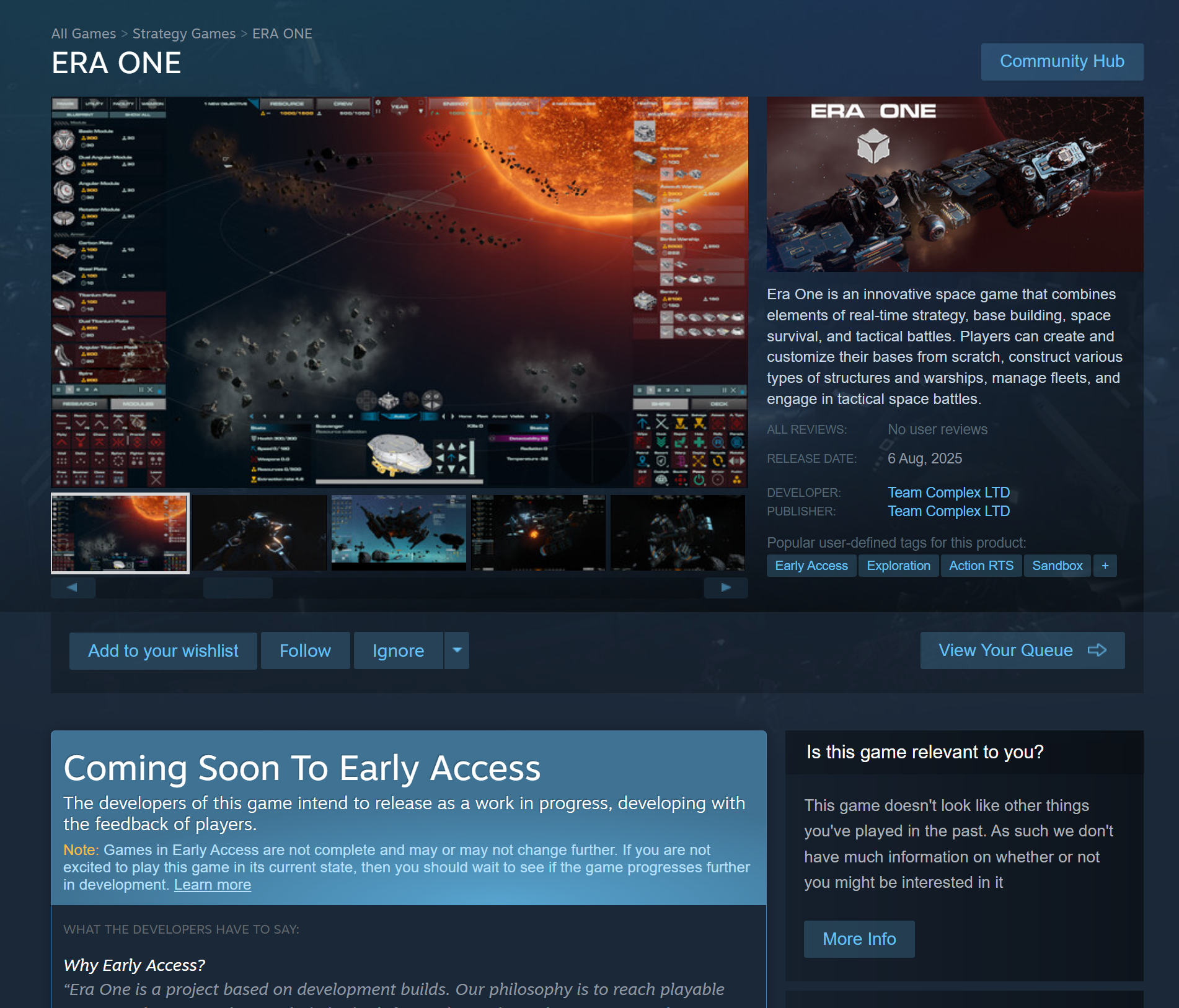 ERA ONE Steam Store Page