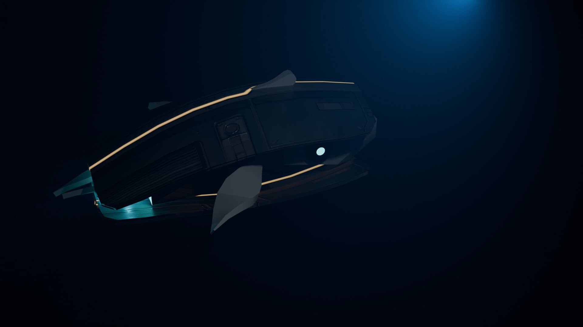Submarine navigating the alien ocean depths